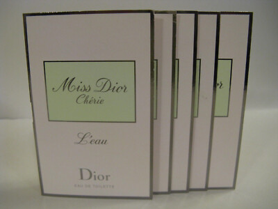 Lot of 5 Miss Dior Cherie L'eau EDT samples,1 ml-0.03 oz.each,discontinued,rare