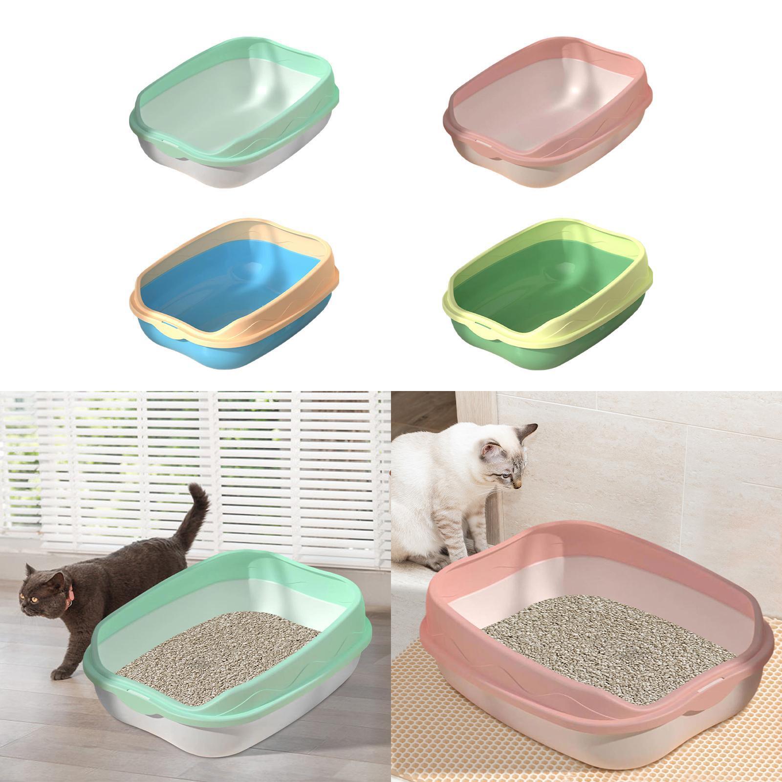Cat Litter Box Plastic Anti Splash Easy to Clean Kitty Litter Pan Kitty Cat eBay