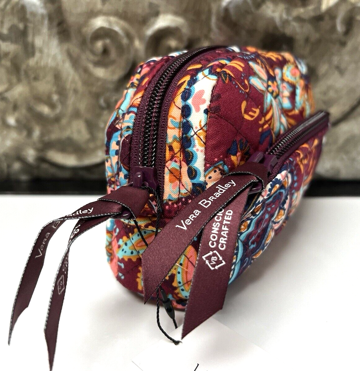 VERA BRADLEY~MINI SIZE~ICONIC Zip Cosmetic Bag~PAISLEY JAMBOREE