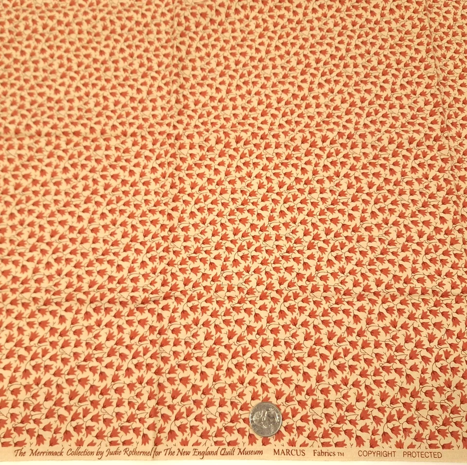 Mini Floral Allover Rust Tan Merrimack Judie Rothermel NE Quilt Museum Marcus 1Y - Image 4 of 4