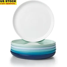 Stackable Dessert Plates Porcelain No-Spill Dishwasher Microwave Oven Safe New
