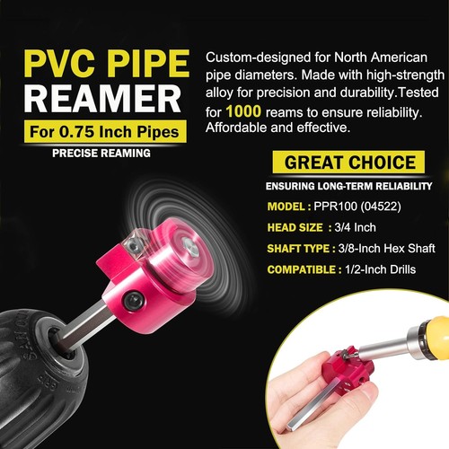 Tool 04521 PPR75 3/4" Clean Reamer Extreme PVC Plastic Pipe Fitting Reamer Kit - Picture 4 of 10