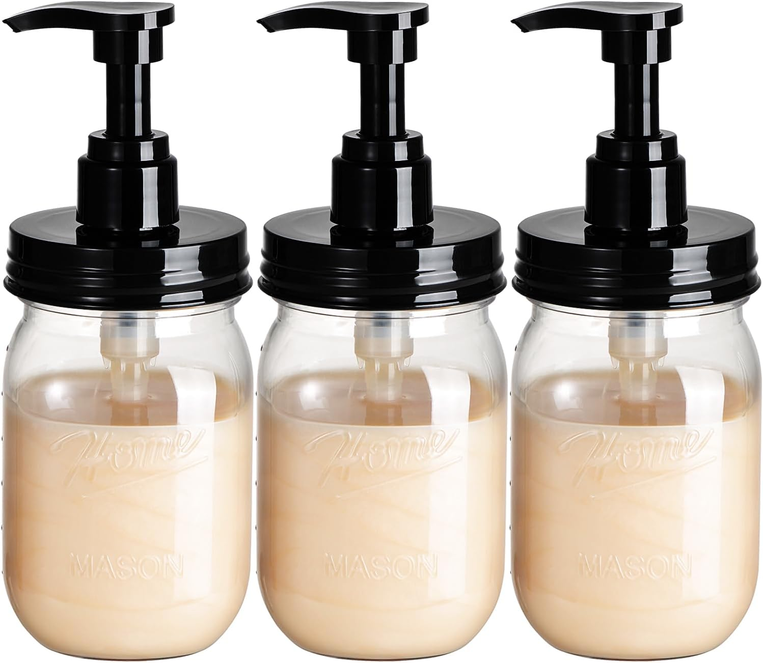 Plastic Mason Jar Soap Dispenser with Pump Lid,16Oz Refillable Bpa-Free Hand Soa