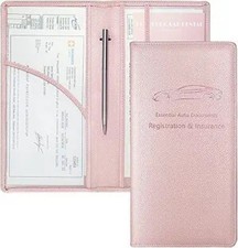 Car Registration and Insurance Holder, Pu Leather Registration and Color: Pink