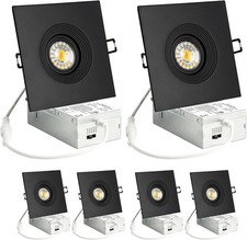 6 Pack 4" Black LED Recessed Lighting, 8W Gimbal Downlight, 5CCT 360  Eyeball