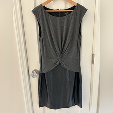 Laundry by Shelli Segal Twist Front Sheath Dress Gray Black 10 Workwear Office