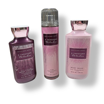 Bath & Body Works A Thousand Wishes Body Mist Shower Gel & Body Lotion Set of 3