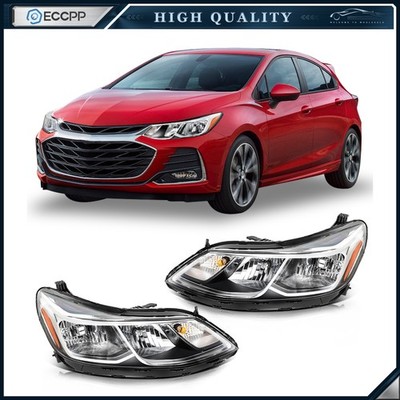 For 2016-2019 Chevrolet Cruze Chrome Clear Left+Right Pair Headlights Assembly