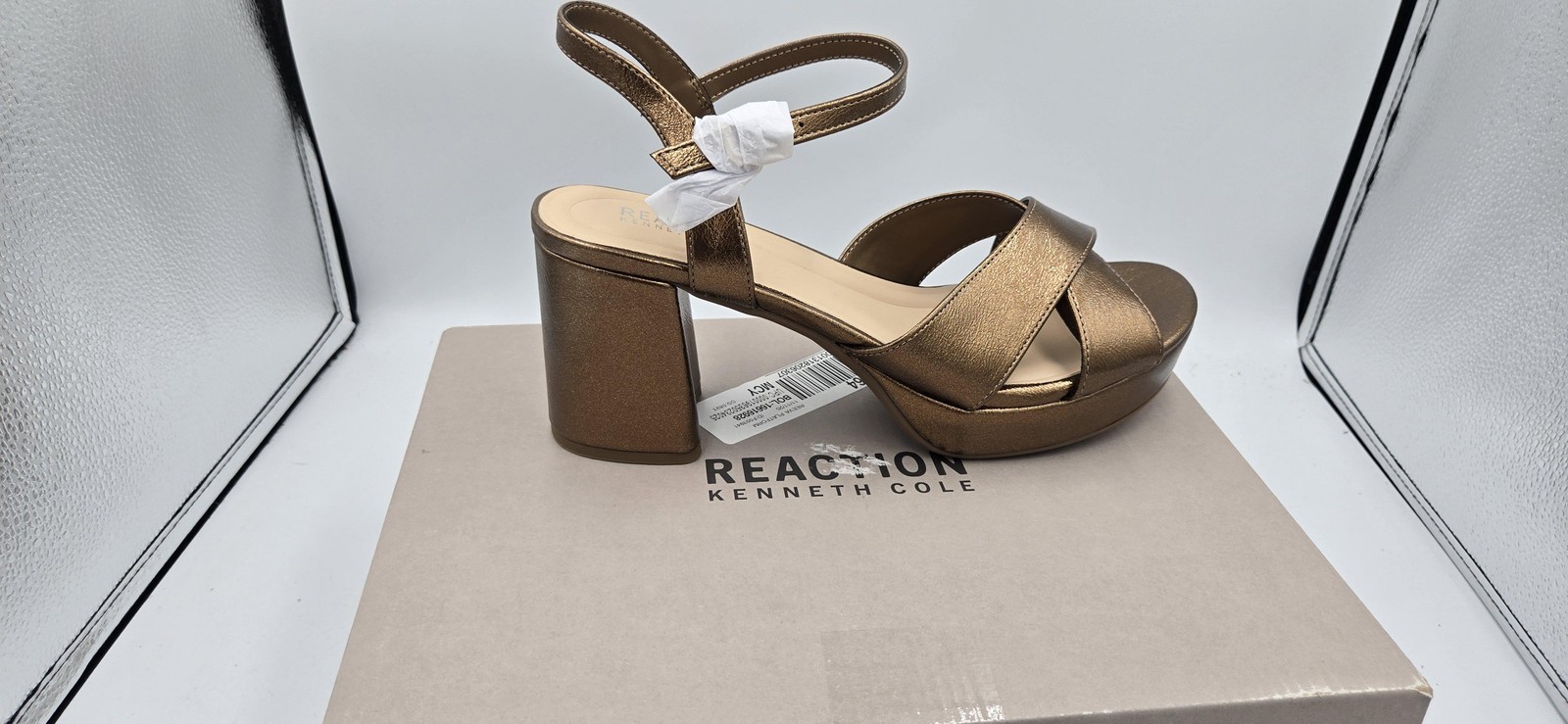 Kenneth Cole Reaction Sandals Womens Size 9.5 Bronze Reeva Platform Slingback