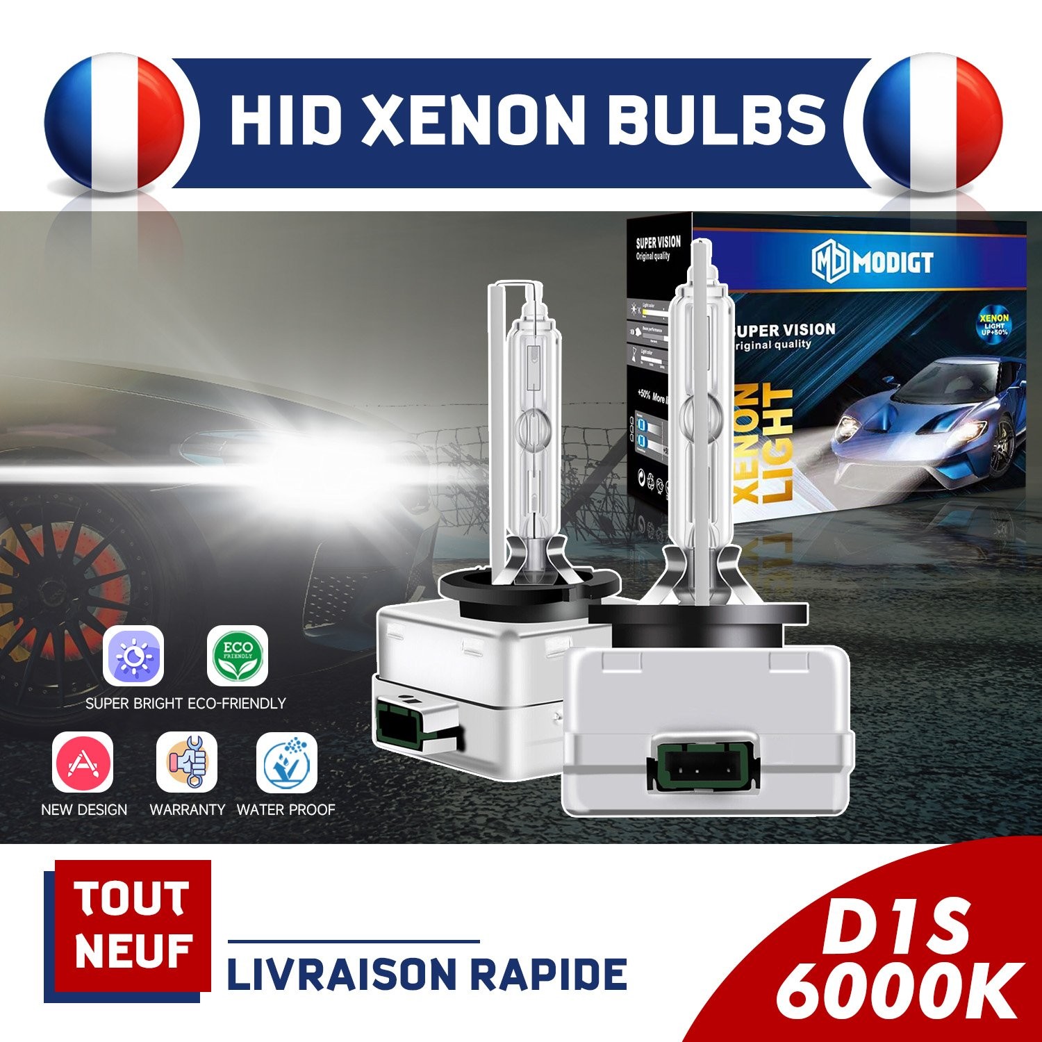 Ampoule D1S Xenon 6000K Blanc pour Grand Scénic II 2006-2009