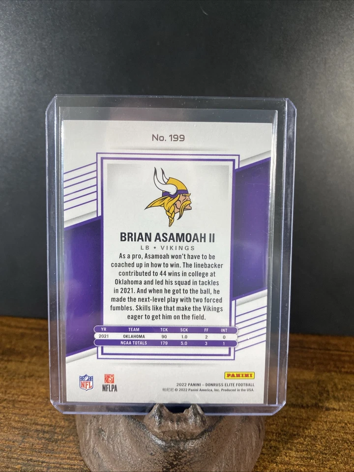 2022 Panini Donruss Elite - Rookies Yellow #199 Brian Asamoah II /75 (RC) - Image 2 of 3