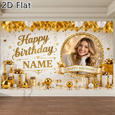 Personalized Happy Birthday Photo Backdrop Custom Name Party Banner Decoration