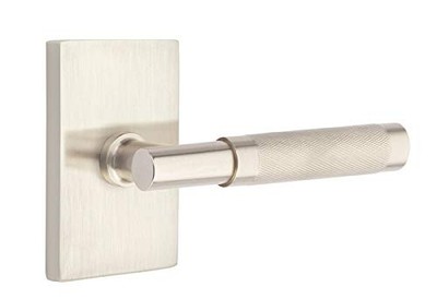 Emtek Select Privacy, Rectangular Rosette, T-Bar Stem, Knurled Handle US15 RH