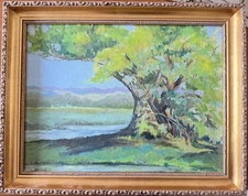 Post Impressionist Landscape Original Oil Painting 1954 Signed