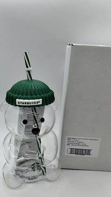 2026NEW Starbuck Green Hat Barista Bear Glass Cup Limited Edition Christmas Gift
