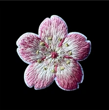 pink Flower iron on patch applique 1 inch