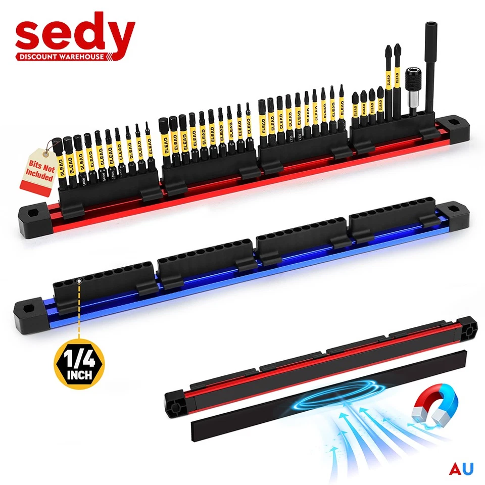 2-Pieces 1/4" Magnetic Slidable Drill Bit Holder Screwdriver Drill Bit Organizer