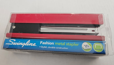 Swingline Metal Fashion Stapler Full Strip 20 Sheets Chrome/Red Accent New