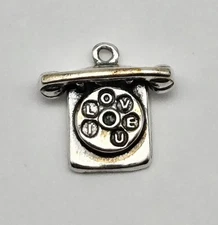 VTG Sterling Silver Rotary House Home 'I Love You' Phone Charm Pendant  - 2.9g