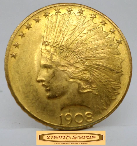 1908 Indian Head Gold $10, Eagle, Mintage of 341,370 - #B58233