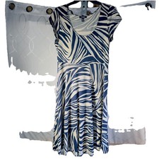 Ralph Lauren Chaps Blue/White Long Maxi Empire Dress L Tropical Beachy