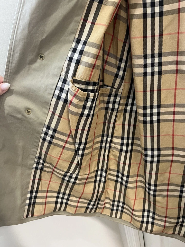 Chaqueta gabardina Burberry 42R beige para hombre forro a cuadros Nova Foto 3 de 4