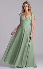 Azazie Leilani Bridesmaid Maxi Dress Size A10 In matcha