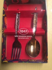Vintage Baby/Child Fork Spoon Silverplate Wm. Rodgers-new in box