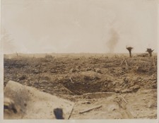 REPRINT OF ORIGINAL WWI PHOTO OF POST SHELL EXPLOSION ON BATTLEFIELD