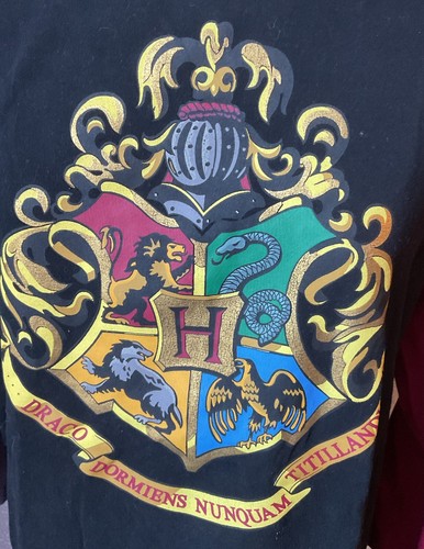 Harry Potter Universal Studios T-shirt Hogwarts Logo Color Block M 3/4 Sleeve - Picture 2 of 4