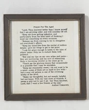 "Prayer For The Aged" Framed Print •  Birthday Gag Gift • Old Age Humor