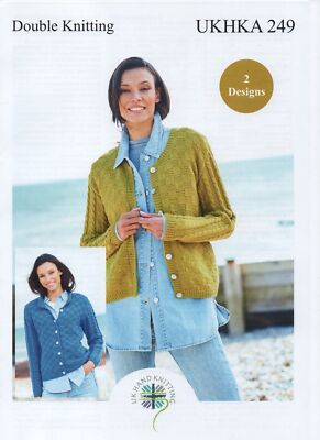 UKHKA 249 Doppelstrick Strickmuster Damen Langarm Knopf Damen Cardigan