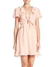 NSR 153602 Women's Cheri Ruffle Dress Short Sleeve Solid Blush Sz. Large