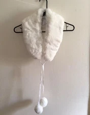 New Genuine Soft Rabbit Fur Long Collar Scarf Shawl Neck-Warmer Ribbon