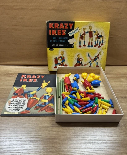 Krazy Ikes~1950s Plastic Building Toy w/ instruction Sheet~Whitman Co. READ