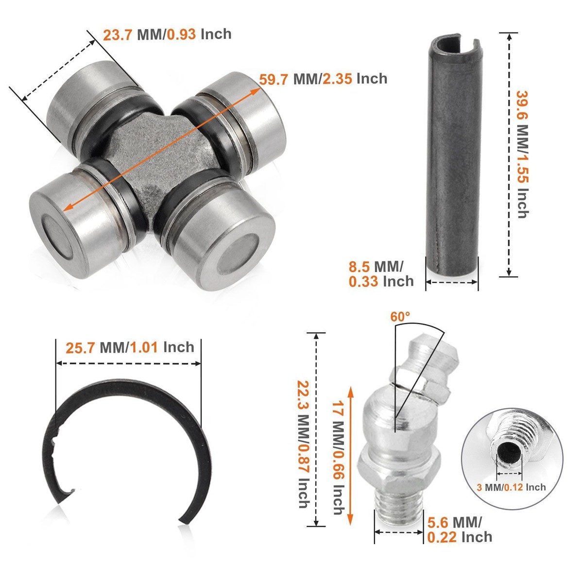 2 sets Front Rear driveshaft u-joint For Polaris RZR XP 4 1000