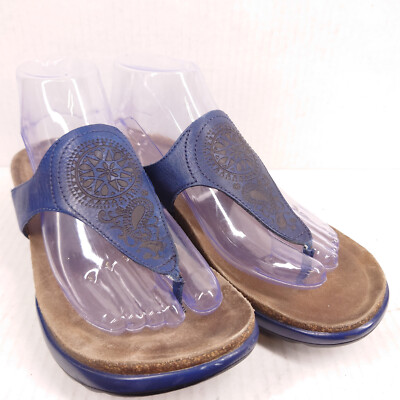 Dansko Priya Women's Size 39 US 8.5 - 9 Shoes Blue Leather Slip On Thong Sandals