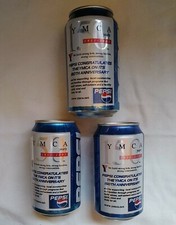 3 2001 Pepsi Pop Soda Cans 12oz -  YMCA 150TH...
