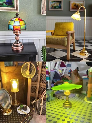 Dollhouse Miniature LED Wall Sconce Lamp dollhouse table lamp Battery switch on