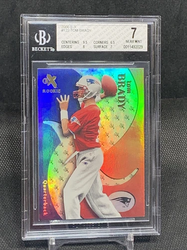 2000 Fleer E-X #122 TOM BRADY RC Graded Card REFRACTOR #d /1500 BGS 7 “HIGH END”