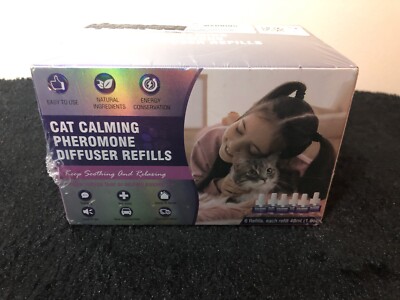 6 Pack Cat Calming Diffuser Refill Set with Pheromones 48ml Each 180 Days -CHA