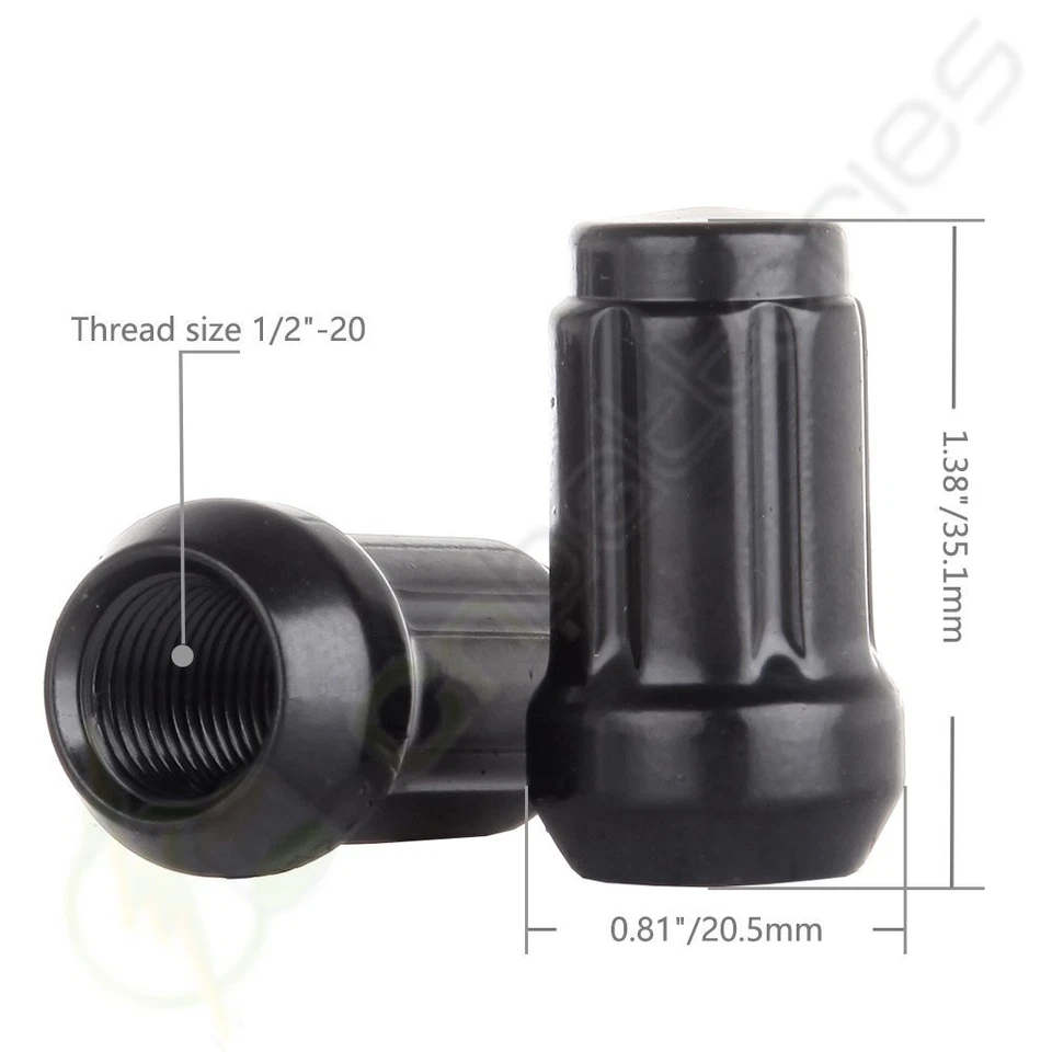 Conjunto de 23 porcas pretas + 2 chaves spline 1/2" - 20 compatíveis com Jeep Cherokee TJ Wrangler - Imagem 2 de 4