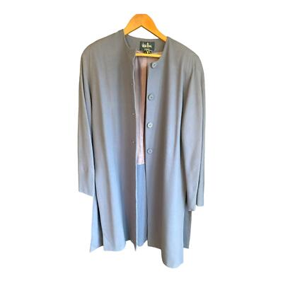 Jean Muir Crepe Airforce Blue 3/4 length Jacket UK Size 14 UK