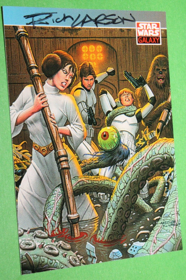 1993 STAR WARS GALAXY SERIES 1 LEIA LUKE HAN SOLO #93 CARD SIGNED RICK ...