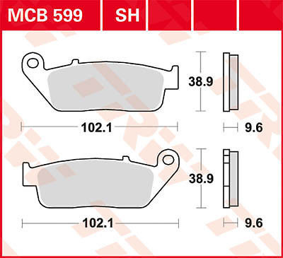 Plaquettes arrière TRW MCB599 organique au freinage silencieux pour Victory 1731