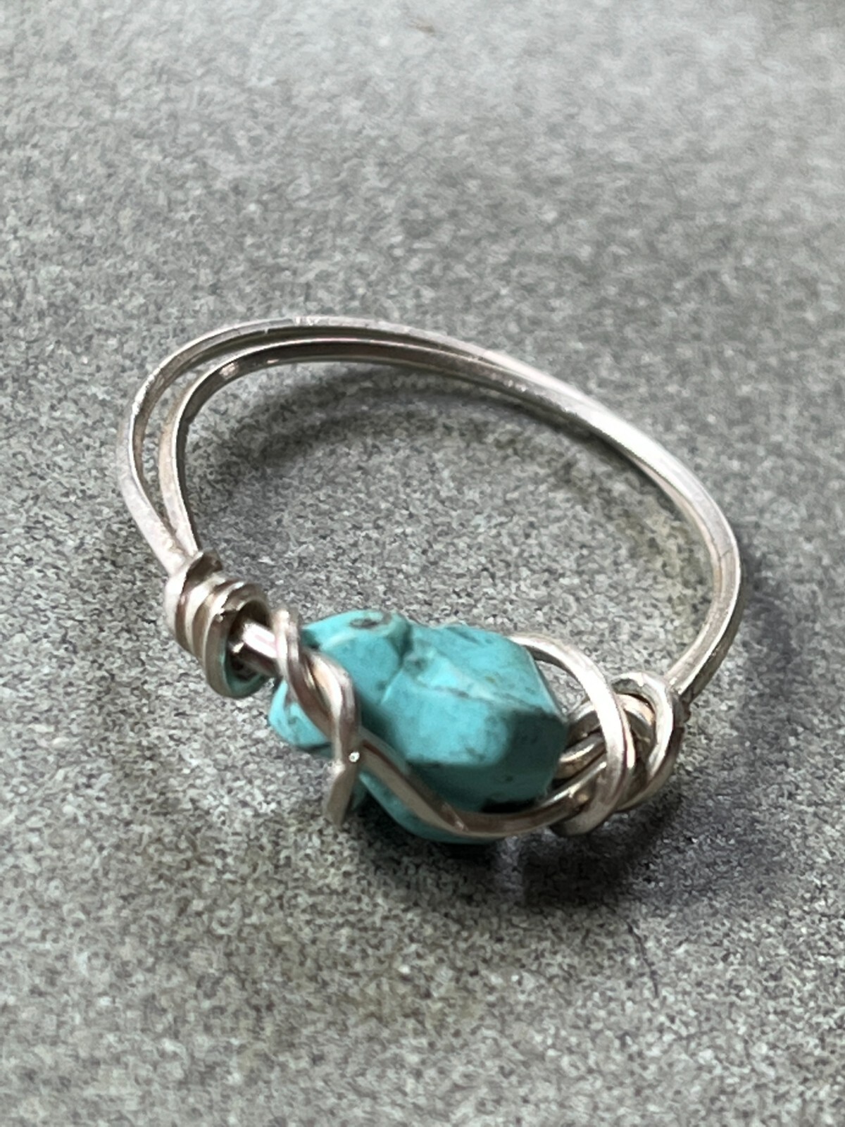 Thin Silvertone Double Wired w Wrapped Robin Egg … - image 1