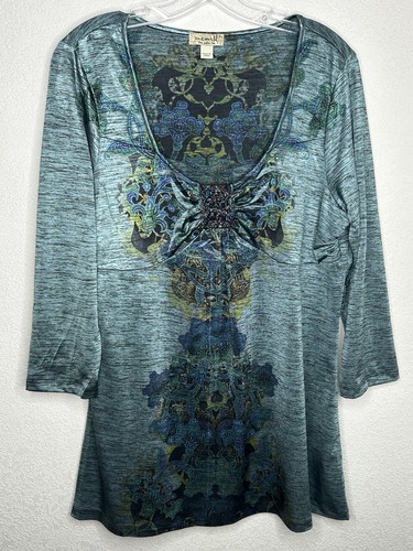 Vintage Y2K One World Top Womens XL Babydoll Embellished Fairy Grunge Whimsigoth - Picture 1 of 15