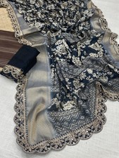 NEW SAREE BLOUSE NEW SARI INDIAN WEDDING DESIGNER BOLLYWOOD PAKISTANI PARTY WEAR