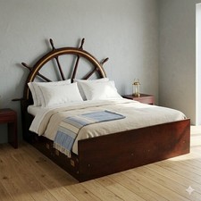 Letto Matrimoniale Antico Stile Marina Impiallacciato Mogano XX Secolo