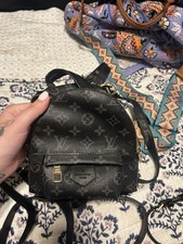 Louis Vuitton Black Monogram Mini Backpack Zip Closure Gold Hardware Strap